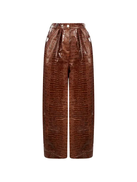 Rowen Rose croc-effect high-waisted trousers