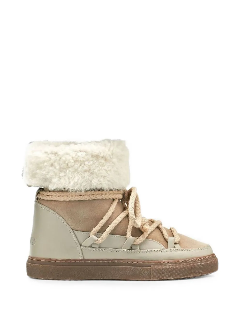 Inuikii shearling-trim lace-up boots Beige