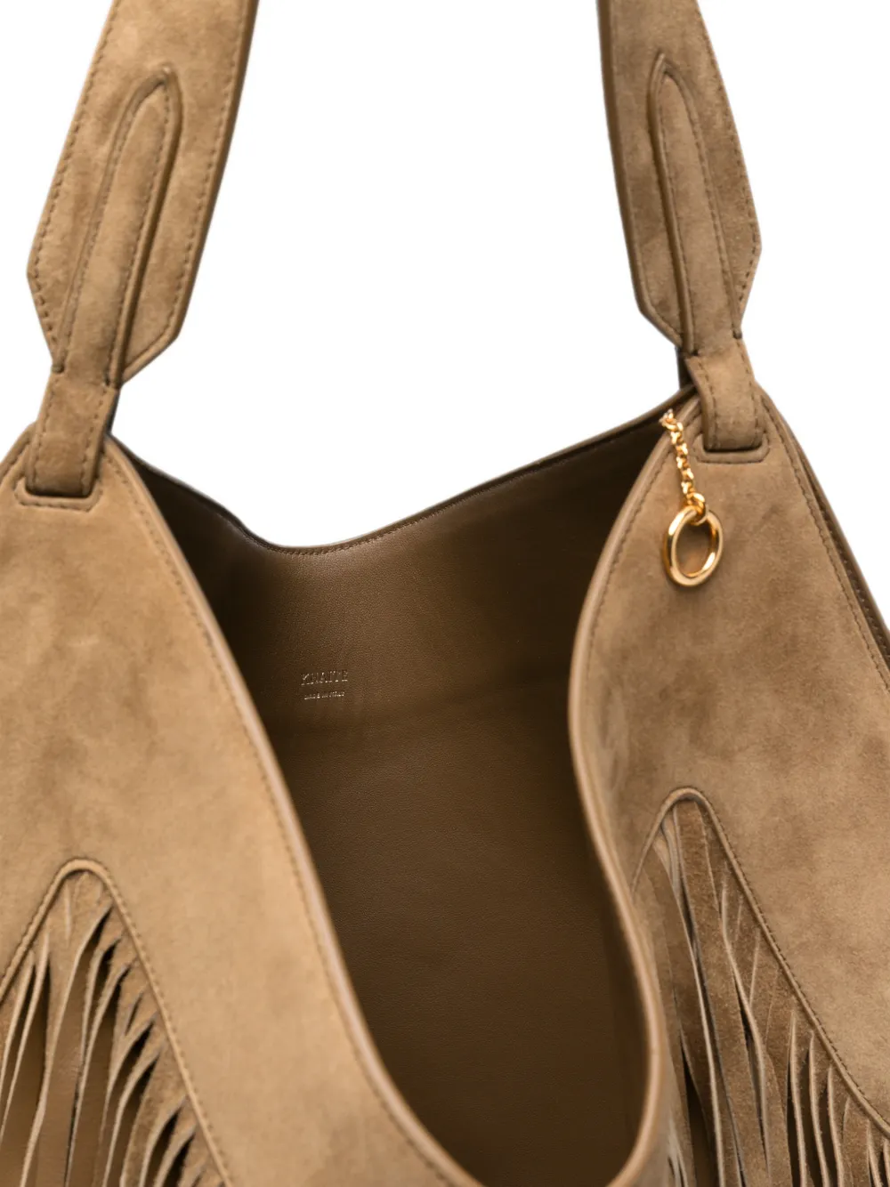 KHAITE Lotus kleine shopper met franje Bruin