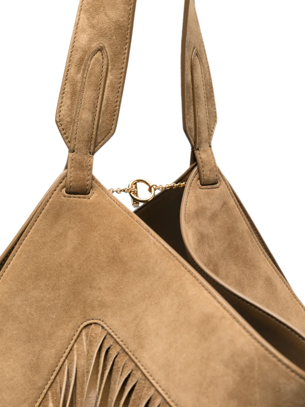 KHAITE Lotus kleine shopper met franje Bruin
