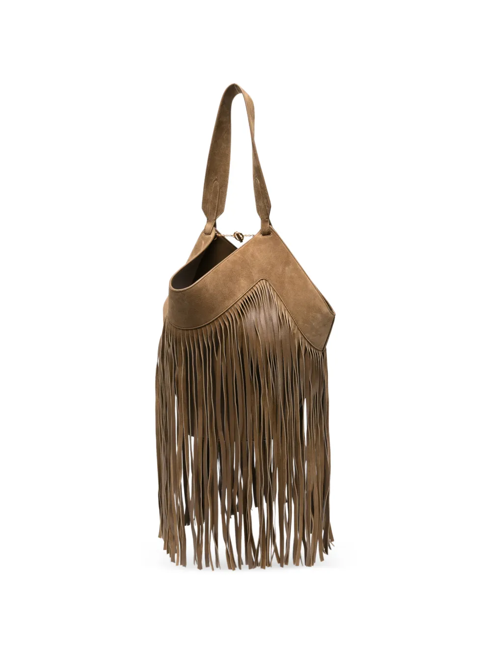 KHAITE Lotus kleine shopper met franje Bruin