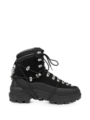 HELIOT EMIL lace-up quilted-panel Tall Hiking Boots | Black | FARFETCH