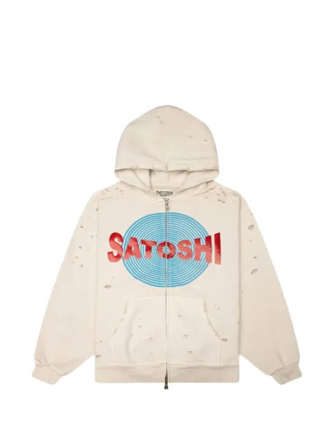 SATOSHI NAKAMOTO Motoslug distressed hoodie