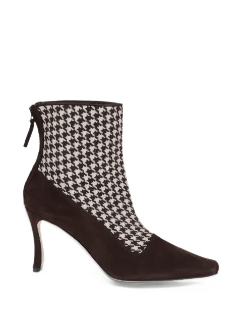 Manolo Blahnik houndstooth-pattern suede ankle boots