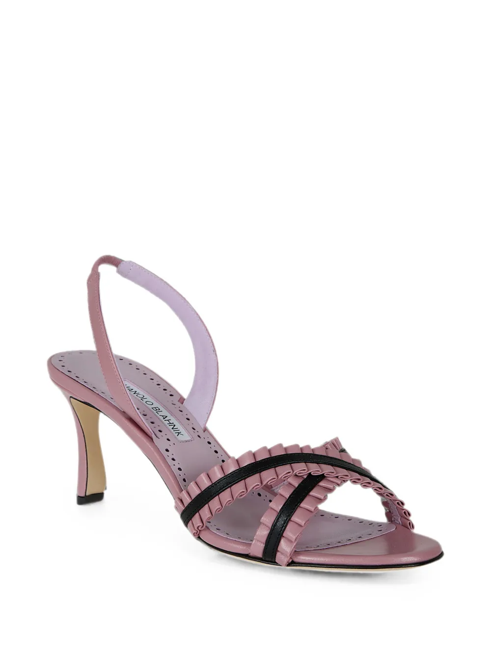 Manolo Blahnik VOLUSAN ruffled slingback sandals Roze