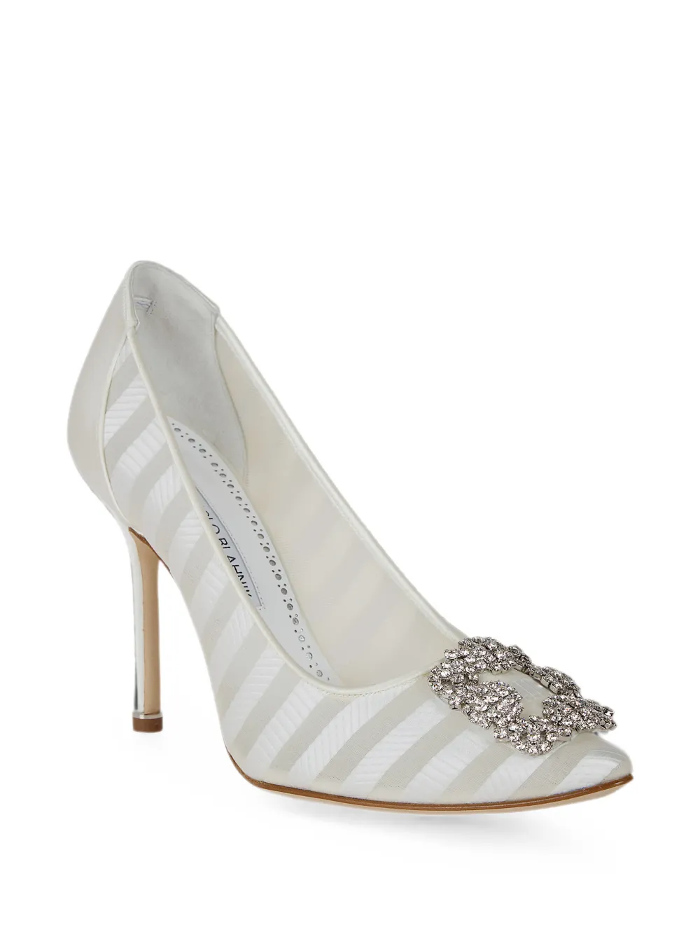 Manolo Blahnik Hangisi striped pumps Wit