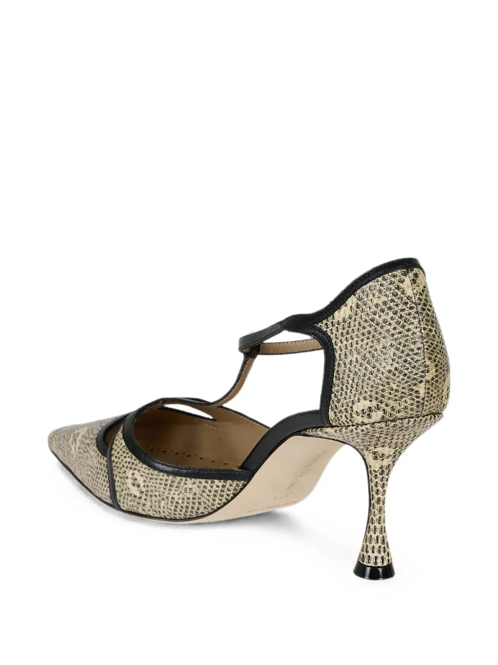 Manolo Blahnik GISH snakeskin-effect T-bar pumps Beige