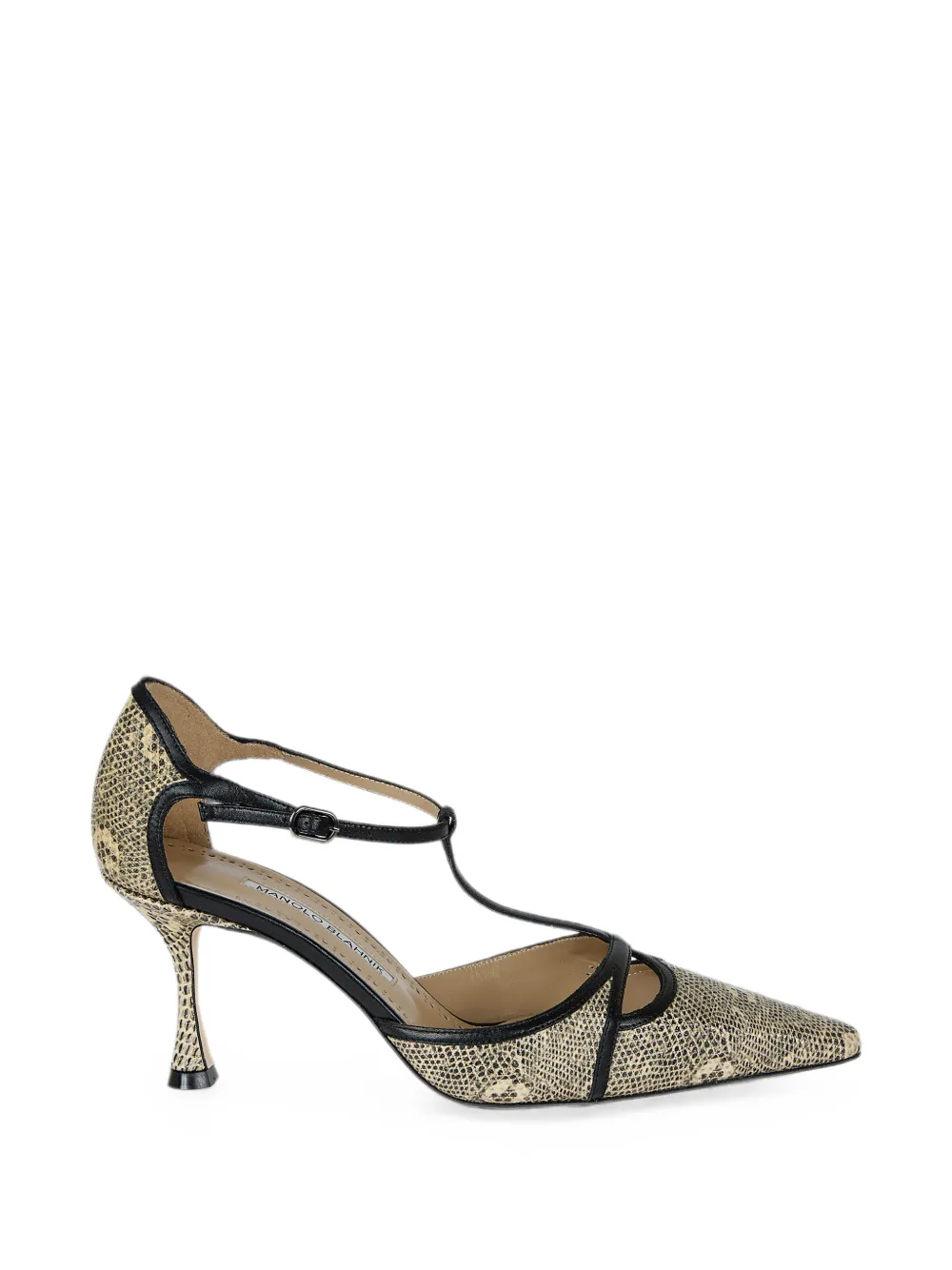Manolo Blahnik GISH snakeskin-effect T-bar pumps Beige