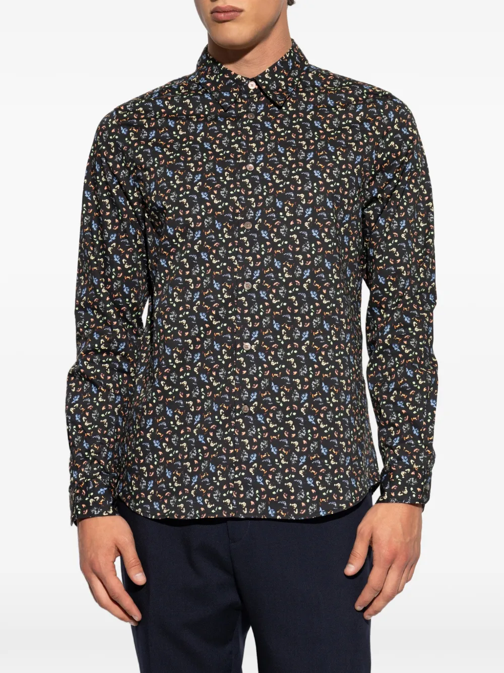 PS Paul Smith Overhemd met bloemenprint Zwart
