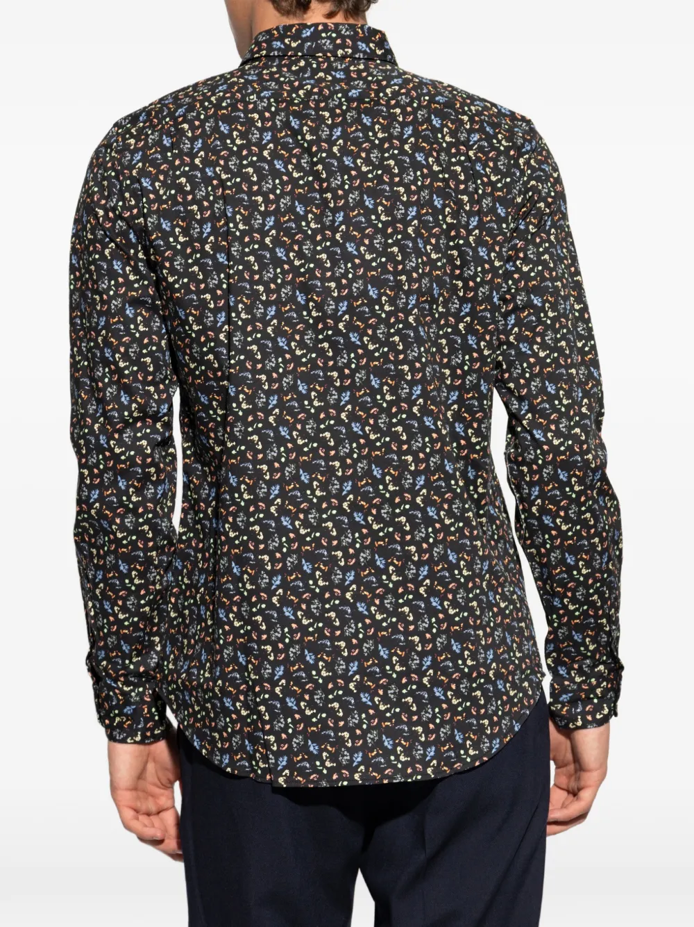 PS Paul Smith Overhemd met bloemenprint Zwart