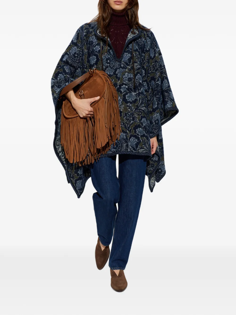 ETRO Poncho met bloemenpatroon Blauw