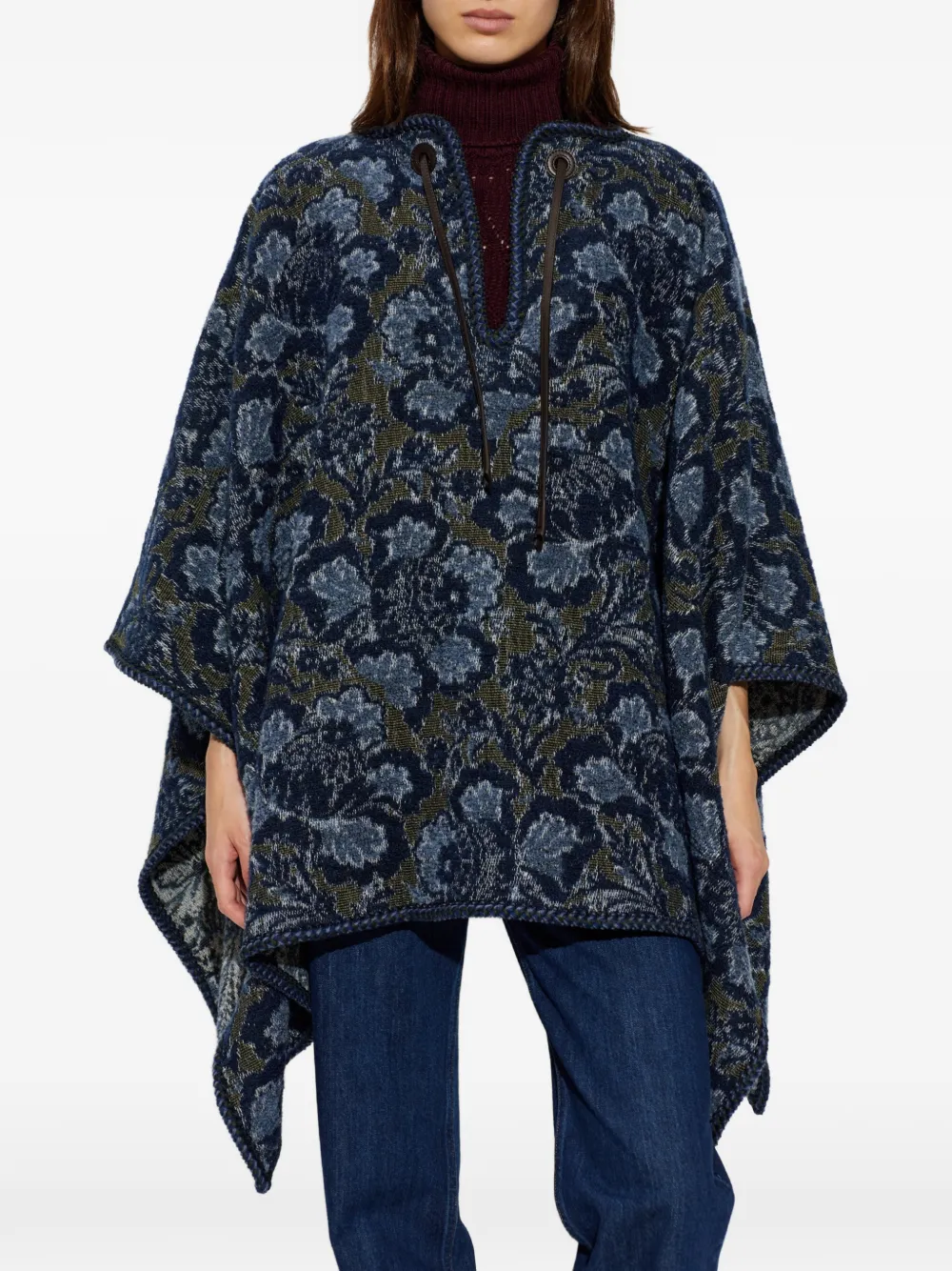 ETRO Poncho met bloemenpatroon Blauw