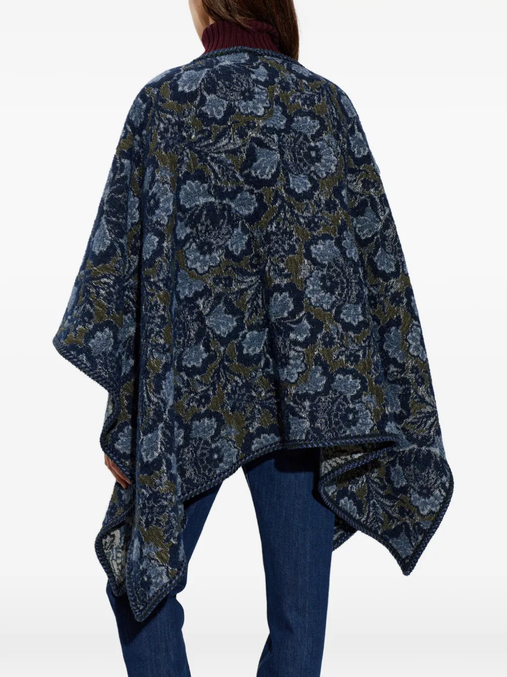 ETRO Poncho met bloemenpatroon Blauw