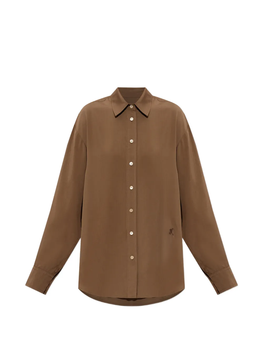 ISABEL MARANT Fabriza logo-embroidered long-sleeved shirt - Braun