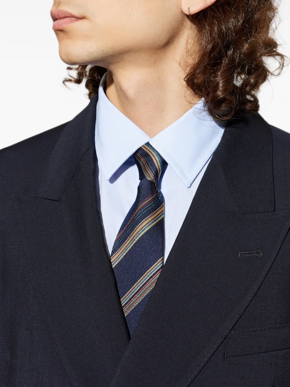 Paul Smith Gestreepte zijden stropdas Blauw