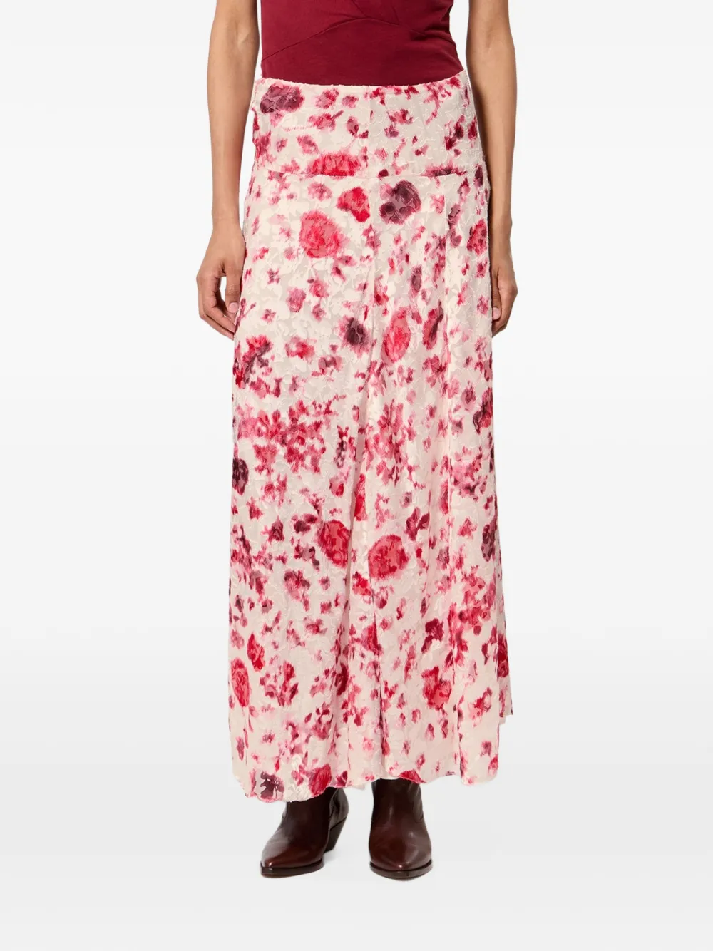ISABEL MARANT Hilza floral-print silk-blend maxi skirt - Toni neutri