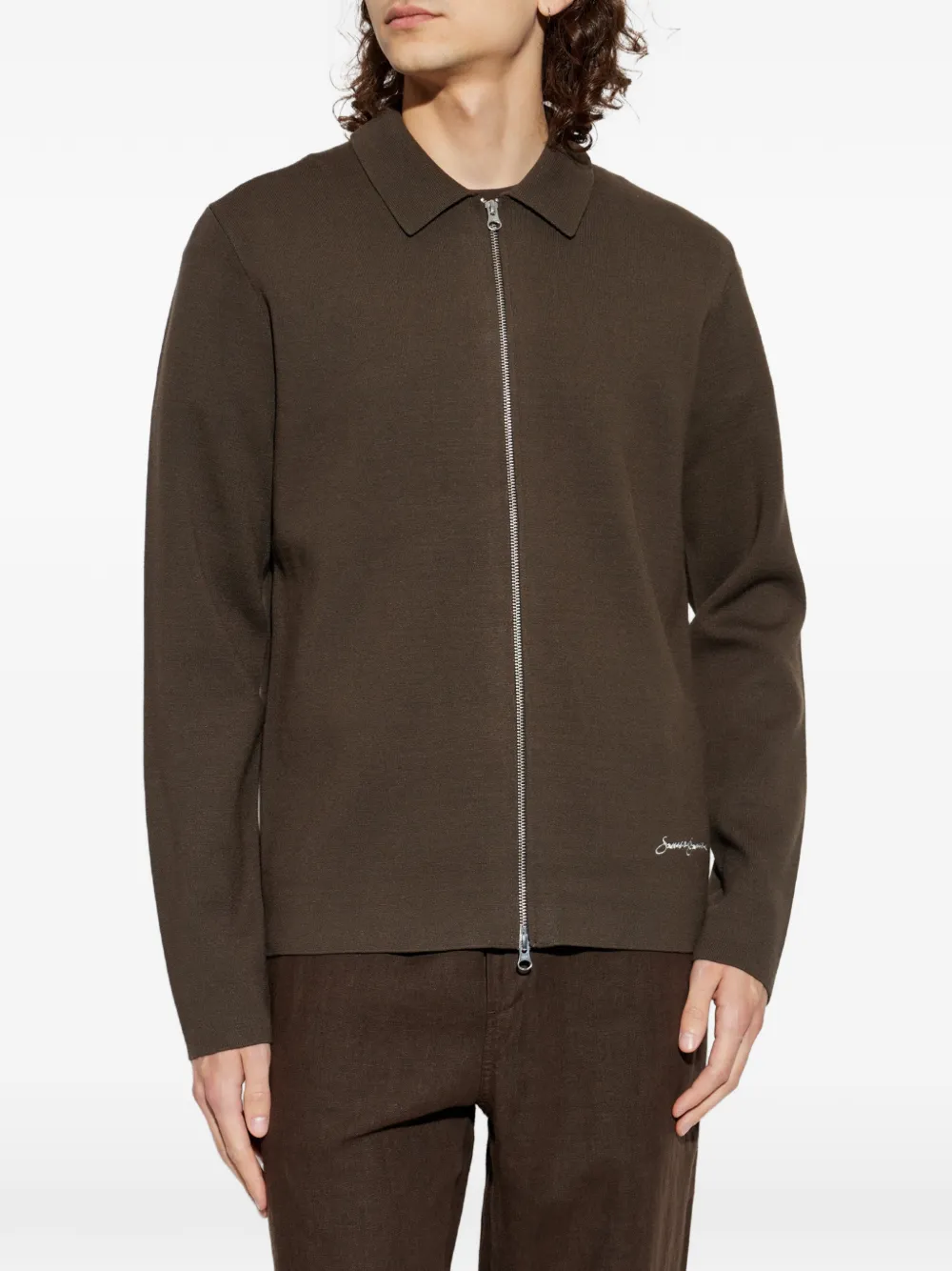 SAMSOE Samatt vest met polokraag en rits Bruin