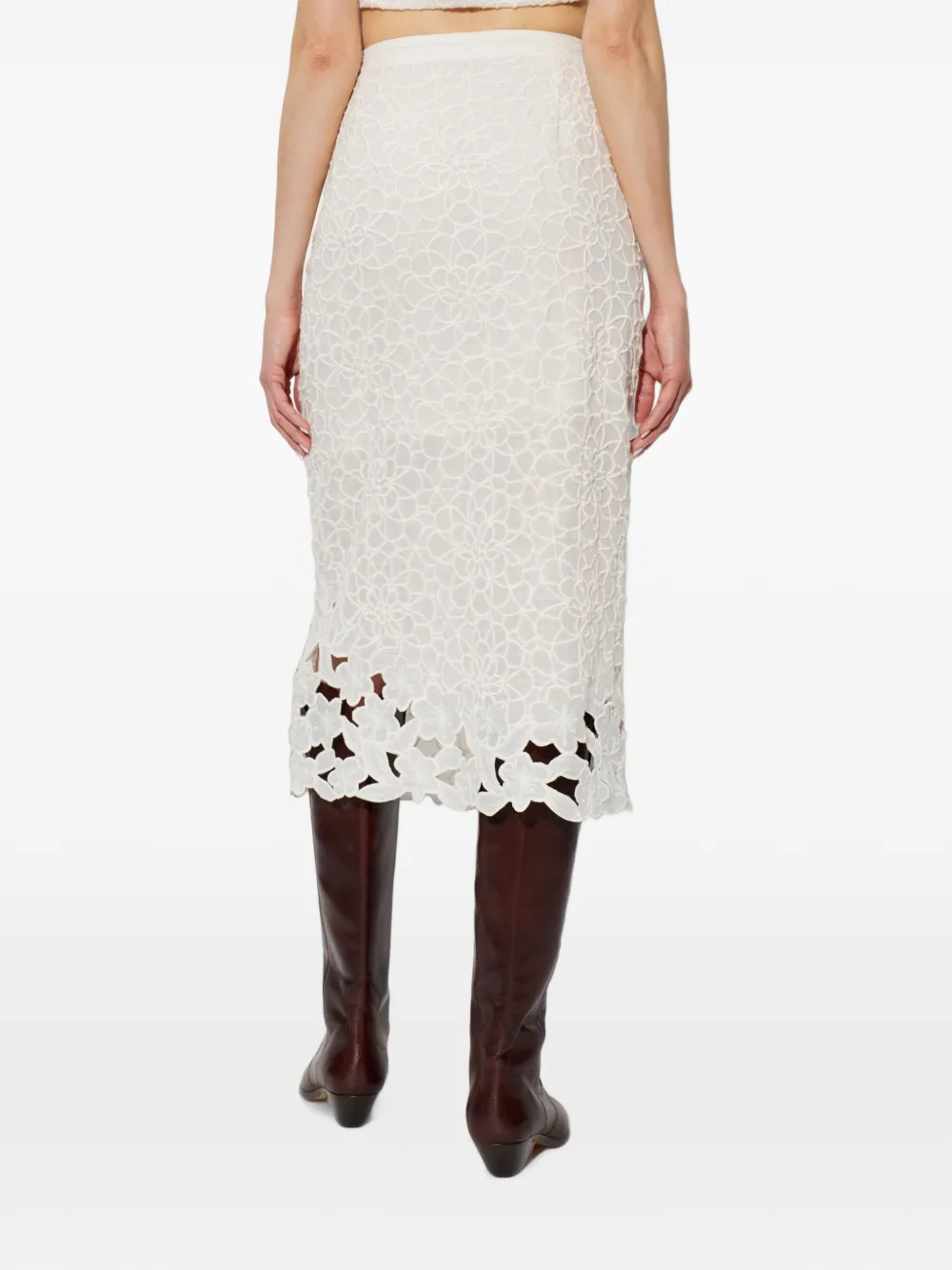 ISABEL MARANT Ryesha rok met geborduurde bloemen Beige