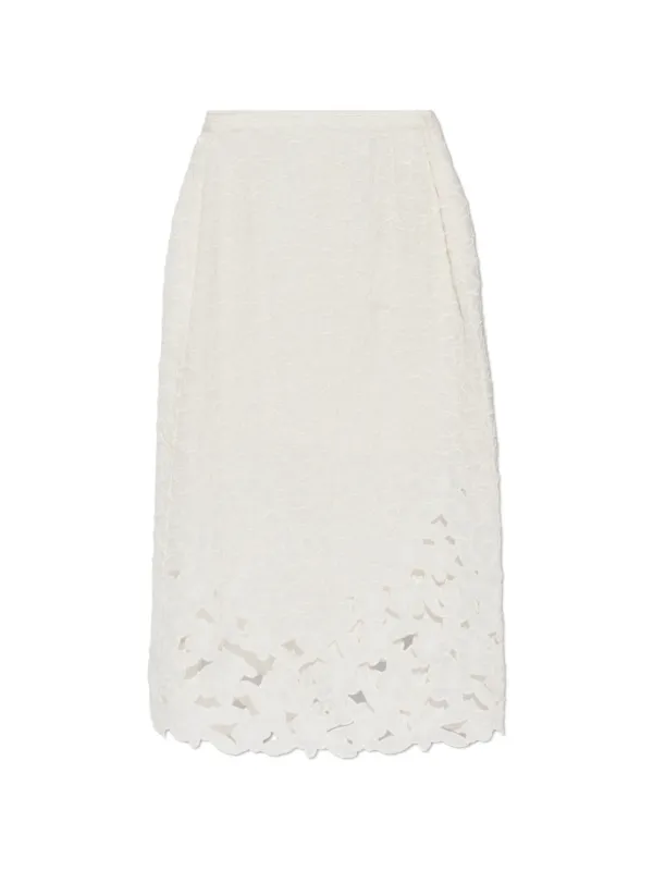 Isabel Marant Floral-embroidered Ryesha Skirt in Neutrals