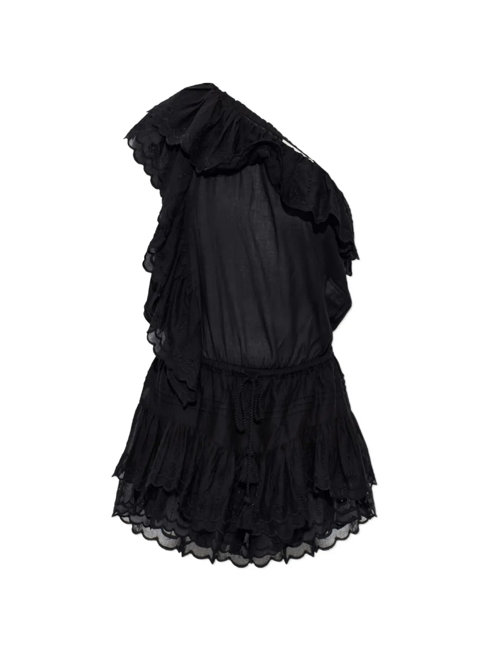 MARANT ÉTOILE Tuta corta Lalia monospalla con ruches - Nero