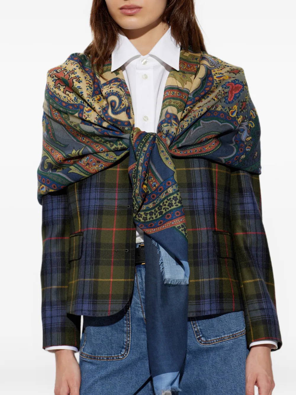 ETRO Sjaal met paisley-print Blauw