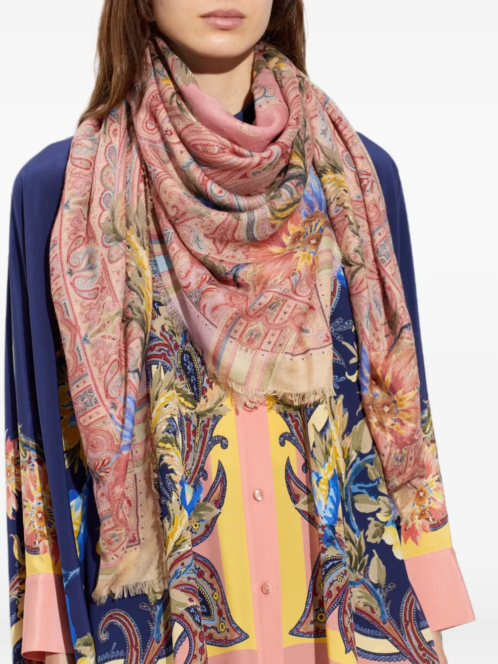 ETRO Sjaal met paisley-print Beige