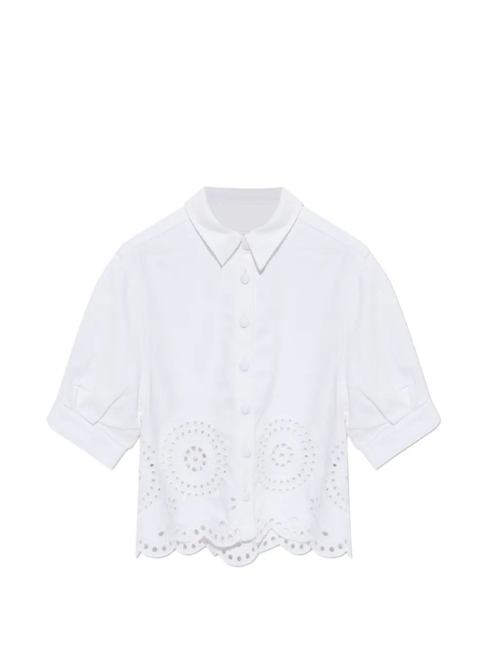FRAME openwork-detailing scalloped-hem shirt - Weiß