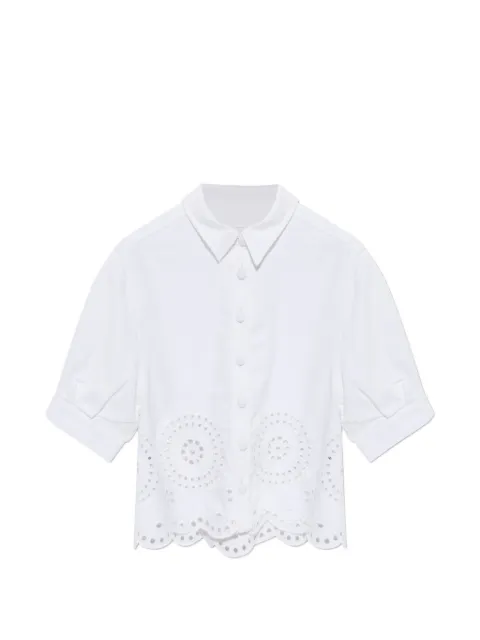 FRAME openwork-detailing scalloped-hem shirt