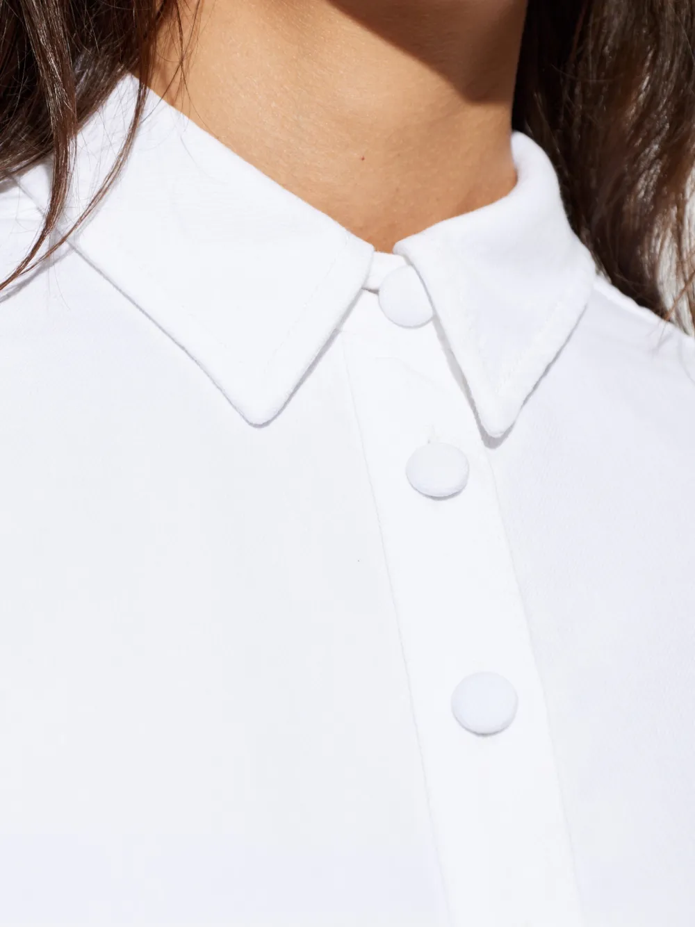 FRAME Blouse met gewelfde afwerking en opengewerkte details Wit