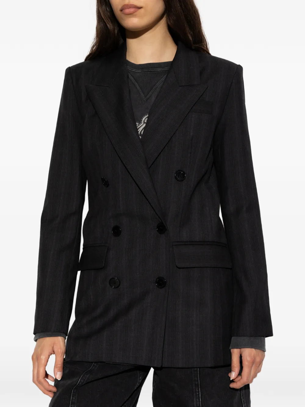ISABEL MARANT Jevima blazer met dubbele rij knopen Zwart