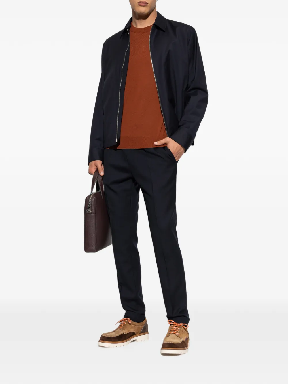 Paul Smith Trui van merinowol met verwassen effect Bruin