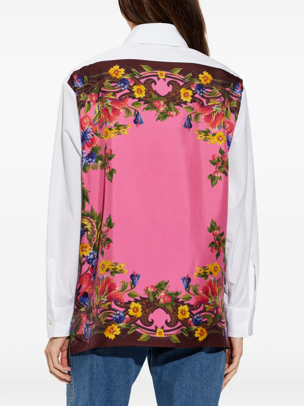 ETRO Blouse met bloemenprint en zijden vlak Wit