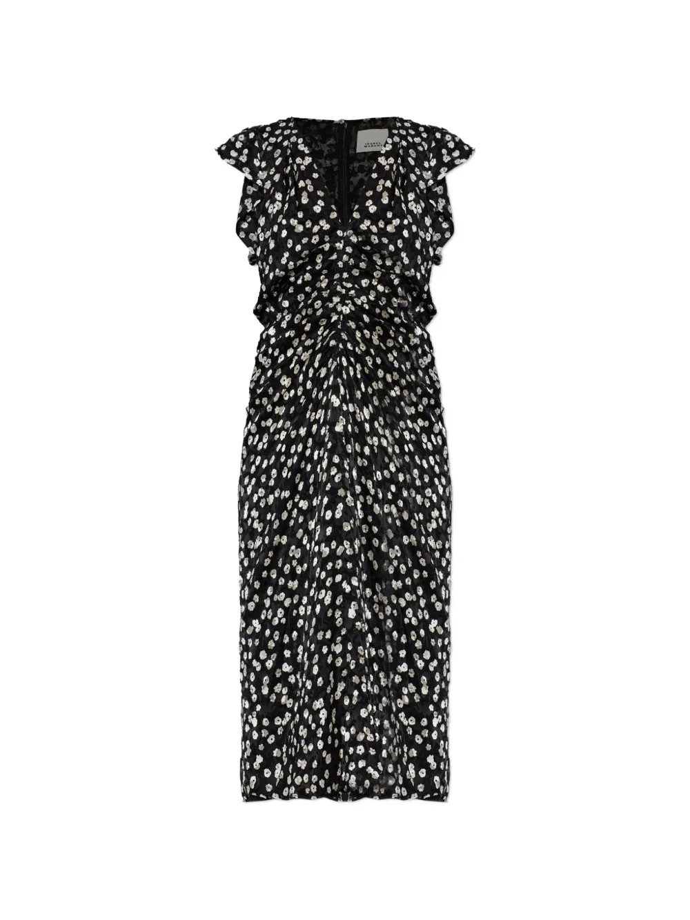 ISABEL MARANT Abito a fiori con ruches - Nero