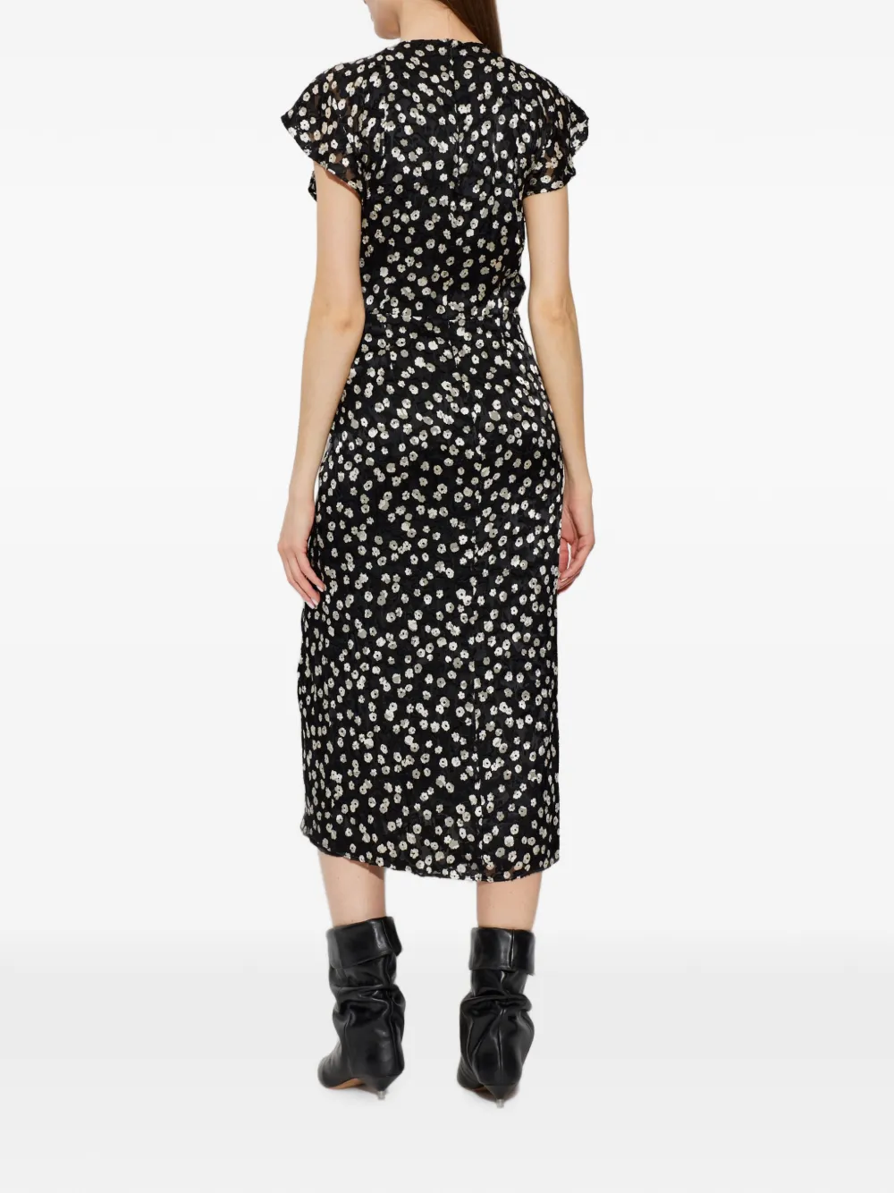 ISABEL MARANT Jurk met bloemenprint en ruches Zwart