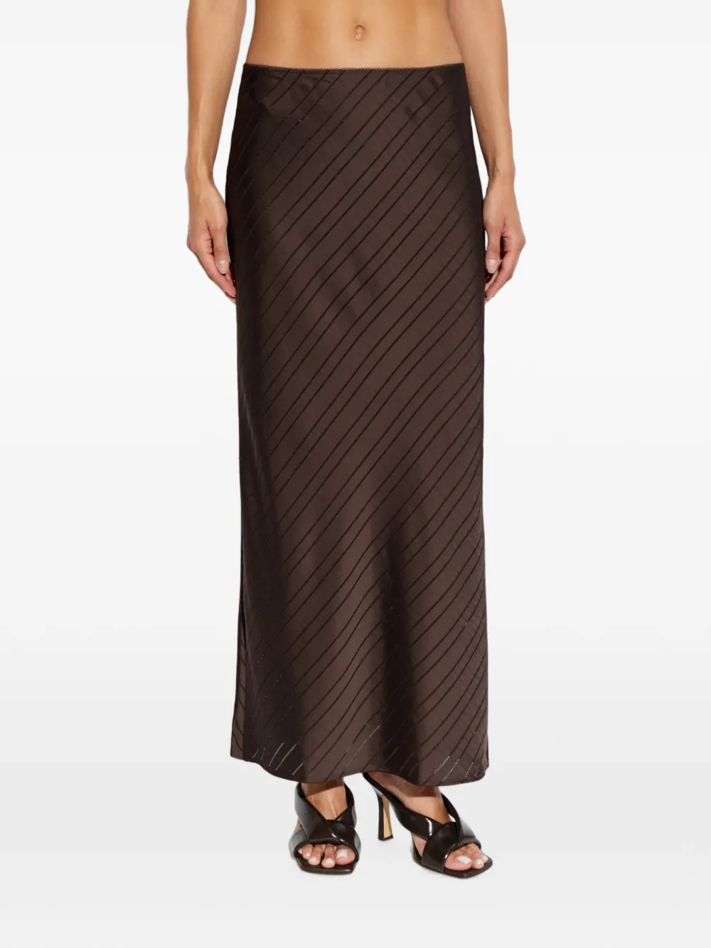 SAMSOE Sagneta maxi-rok met diagonale streep Bruin
