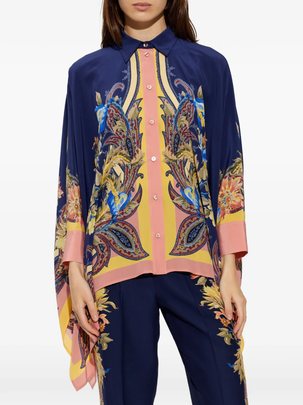 ETRO Asymmetrische blouse met paisley-print Blauw