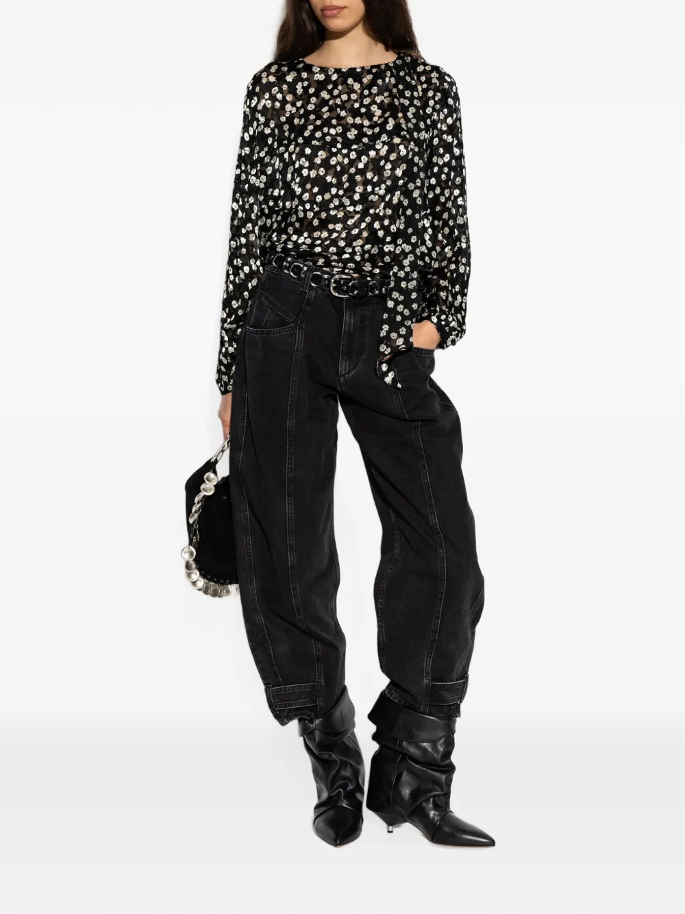 ISABEL MARANT Leja jeans met vlakken Zwart