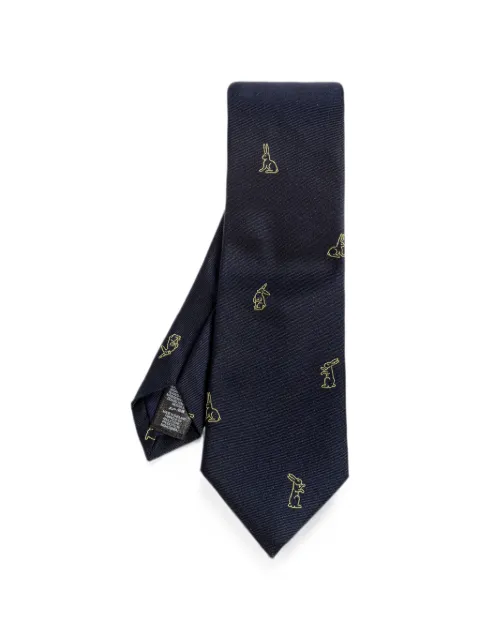Paul Smith rabbit-embroidered silk tie