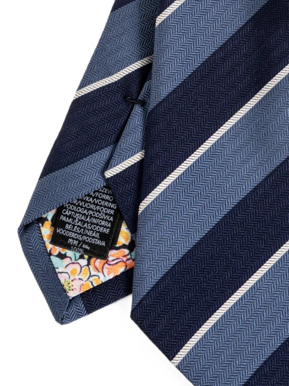Paul Smith Stropdas met diagonale streep en visgraatpatroon Blauw