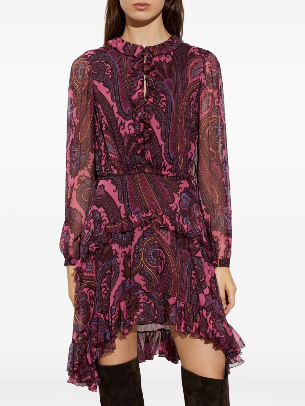 ETRO Asymmetrische mini-jurk met paisley-print Rood