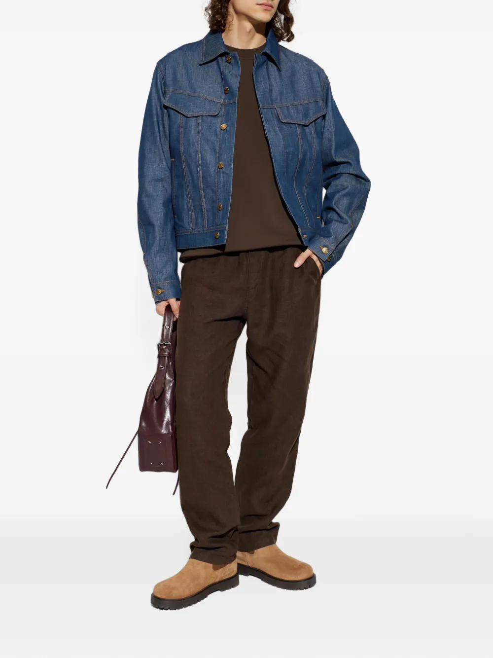 SAMSOE Joel sweater met ronde hals Bruin