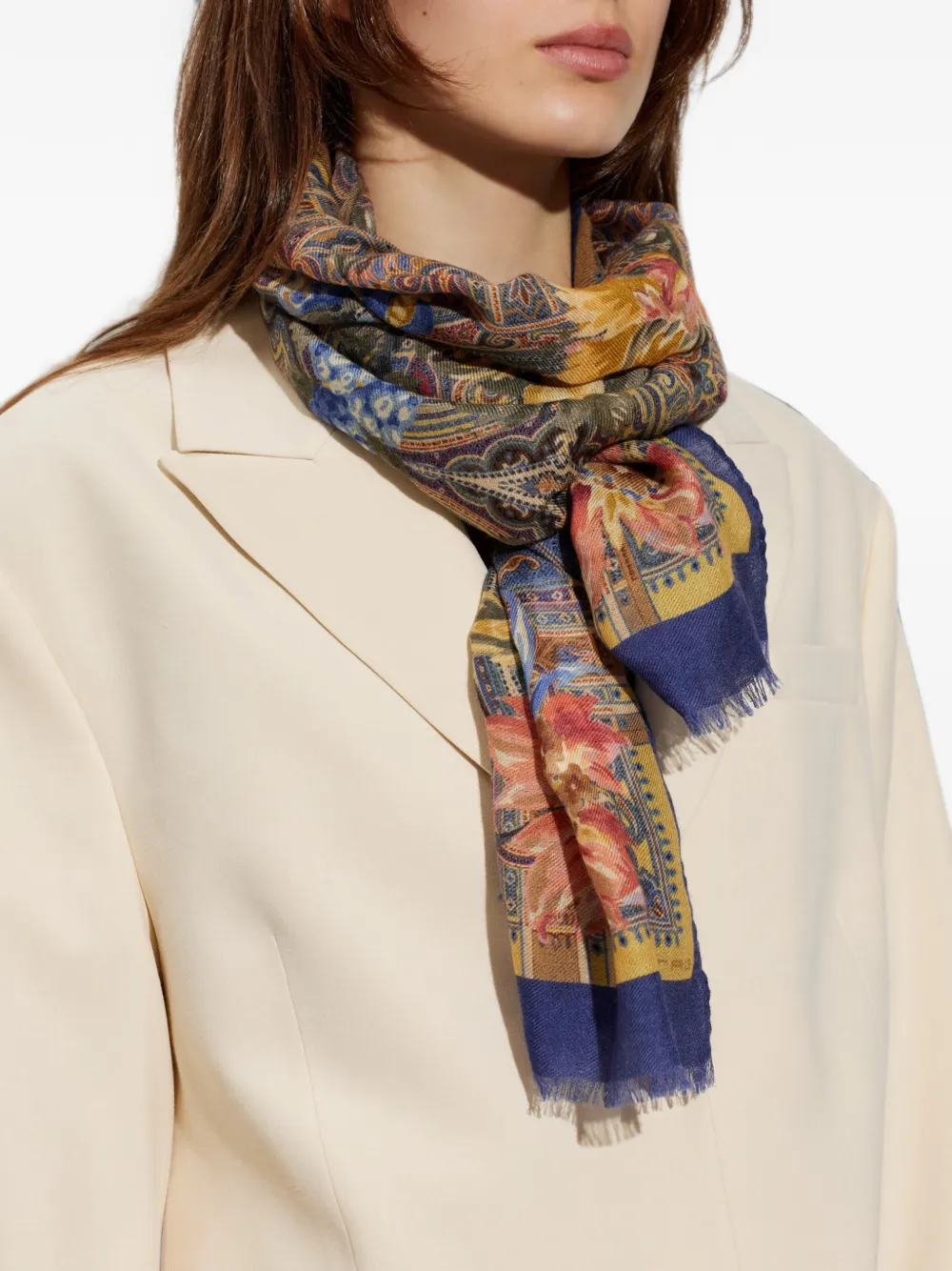 ETRO Sjaal met franje Blauw