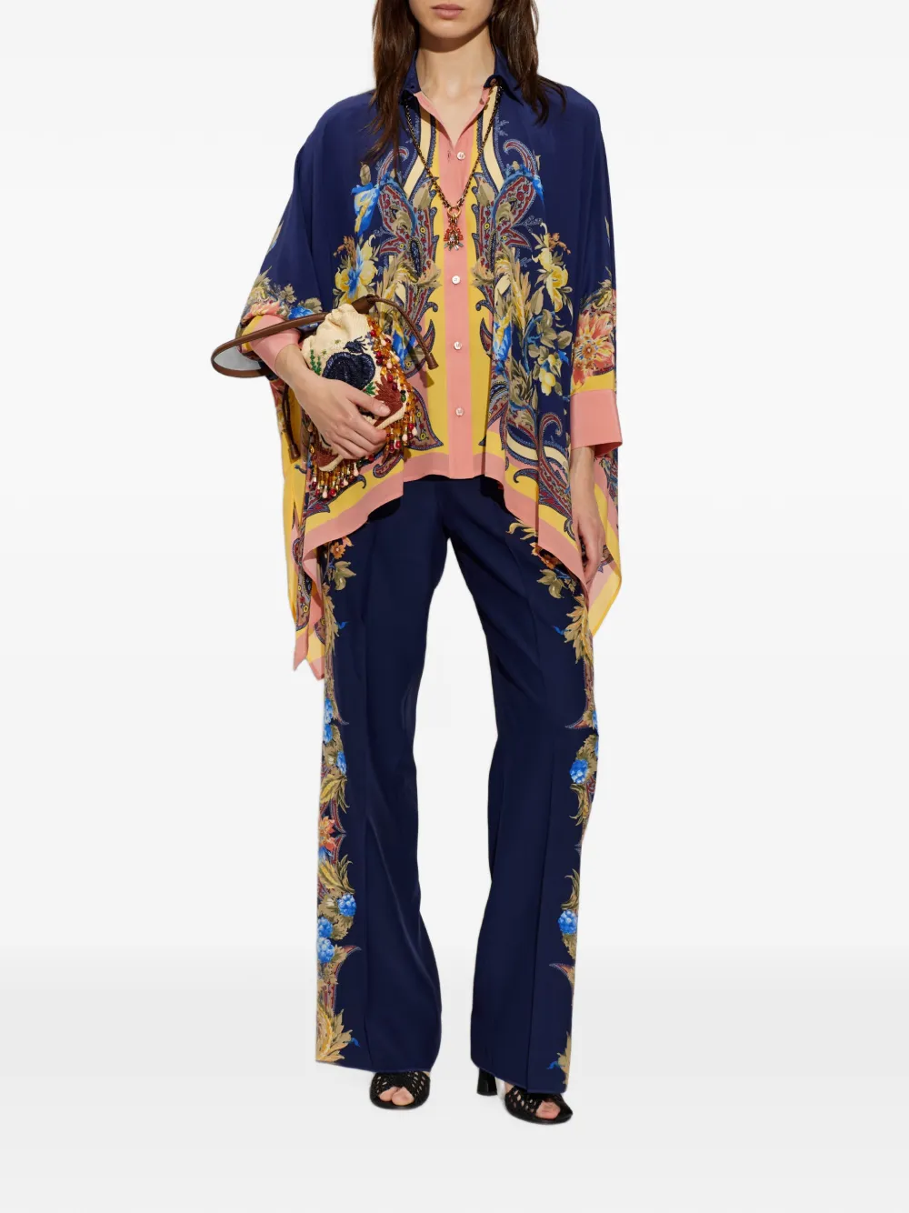 ETRO Broek met bloemenprint Blauw