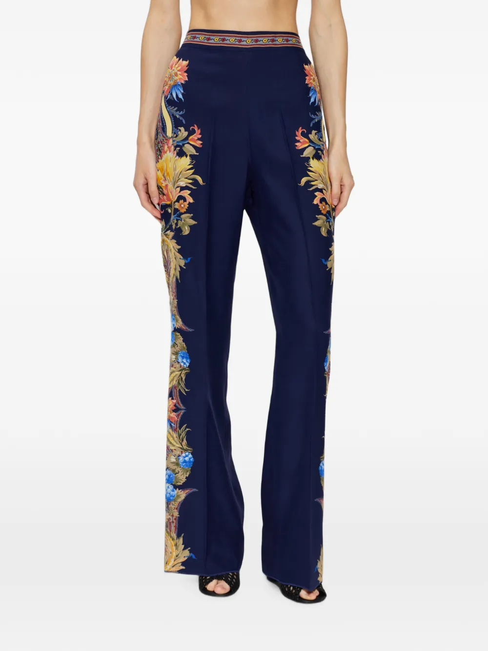 ETRO Broek met bloemenprint Blauw