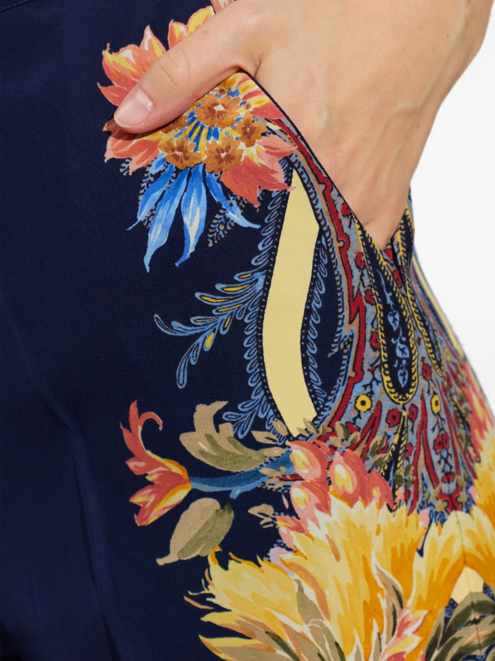 ETRO Broek met bloemenprint Blauw