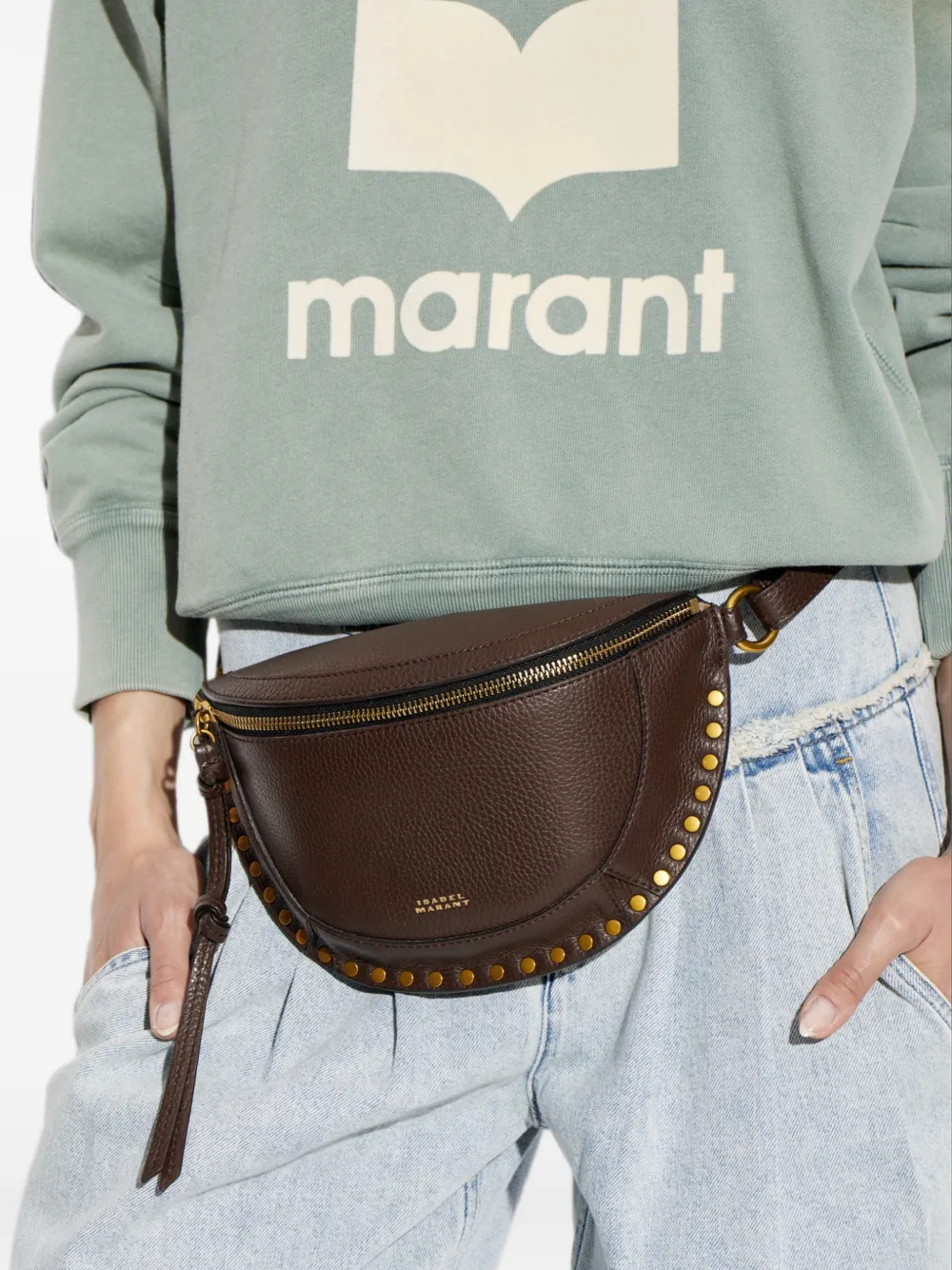 ISABEL MARANT Schoudertas verfraaid met studs Bruin