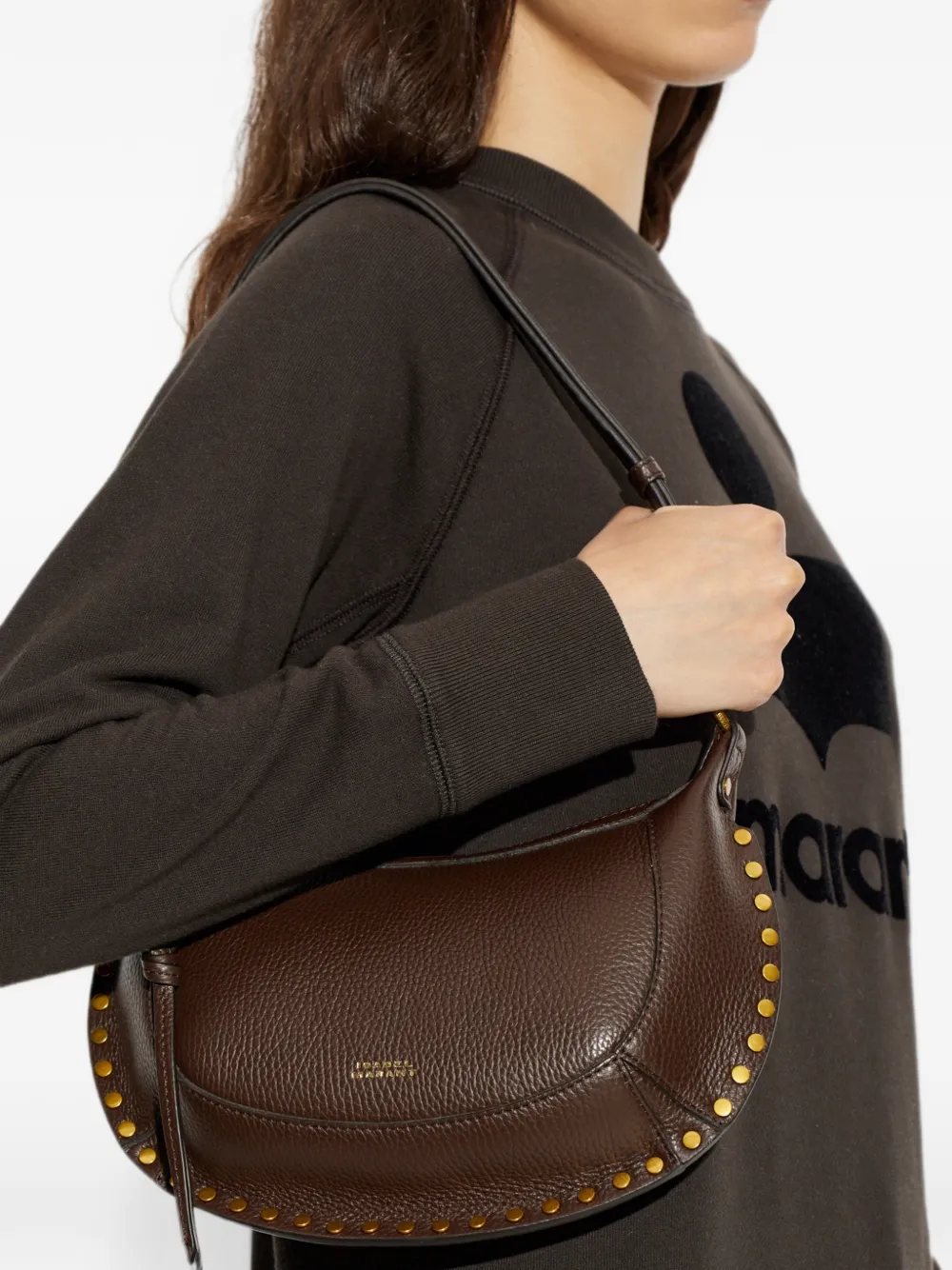 ISABEL MARANT Schoudertas verfraaid met studs Bruin