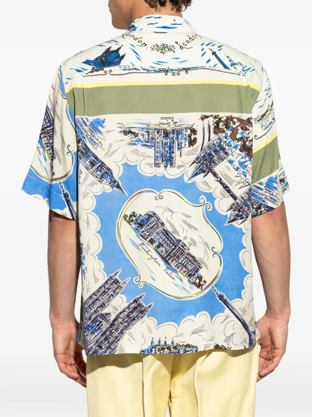 Paul Smith London Scarf overhemd met korte mouwen en print Beige