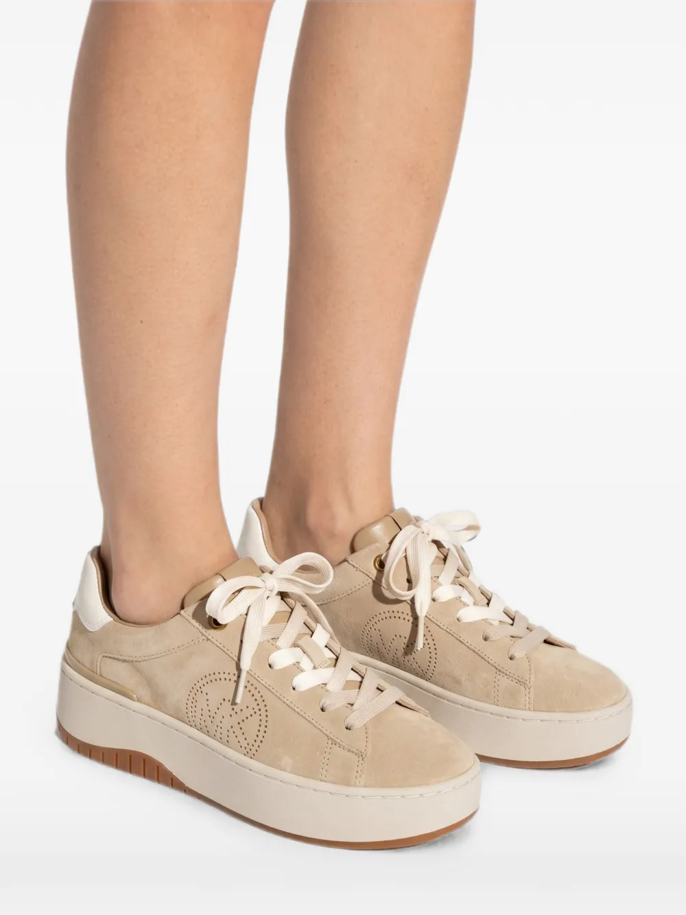 Michael Kors Dottie perforated-logo low-top sneakers Beige
