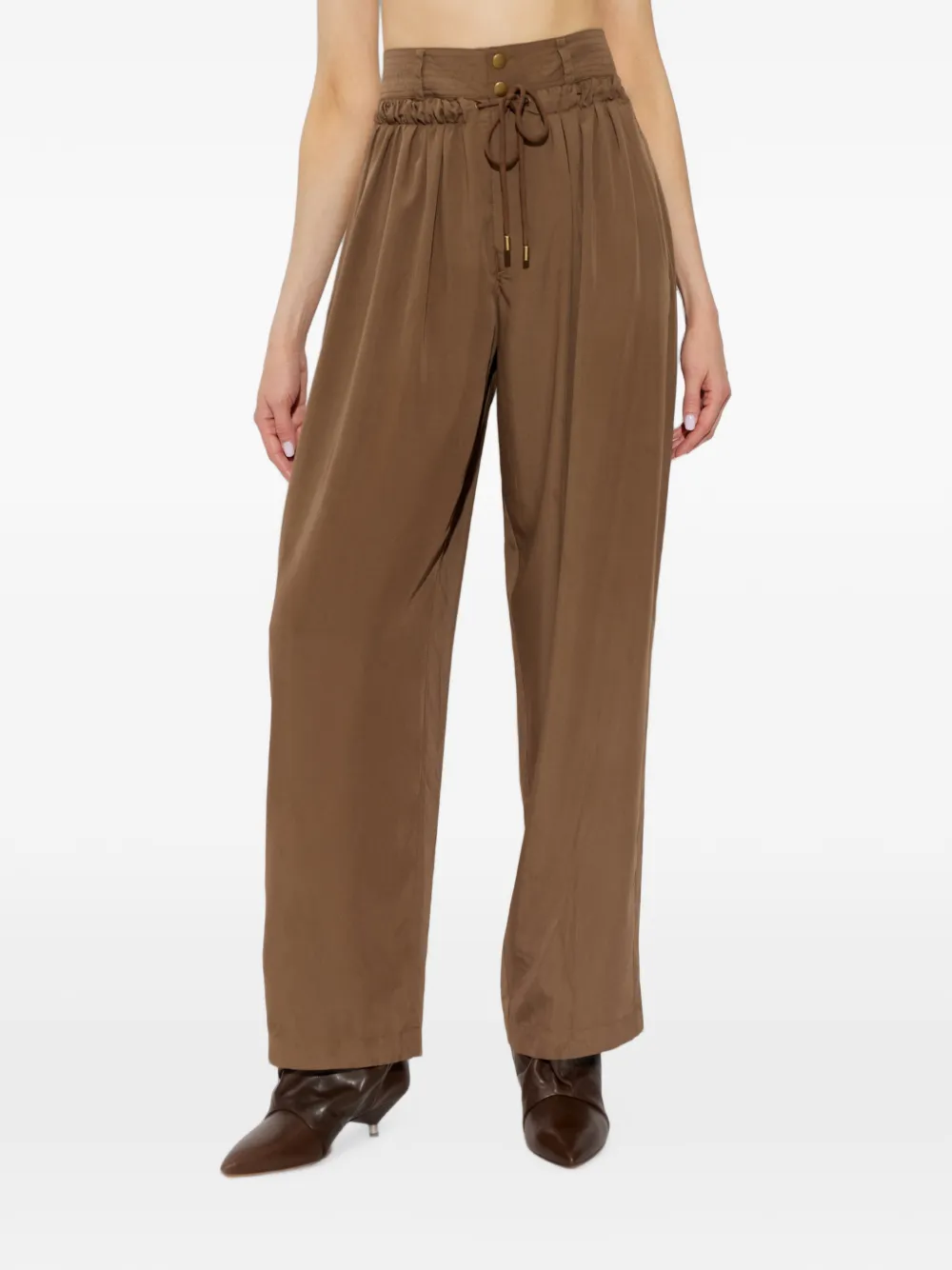 ISABEL MARANT Inaya straight broek met trekkoordtaille Bruin